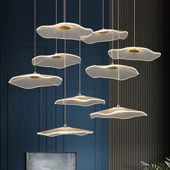 HEIKESZ Modern Danish Chandelier Simple Empty Lotus Leaf LED Lighting for Restaurant Living Room Dining Bar Nordic Ceiling Fixture