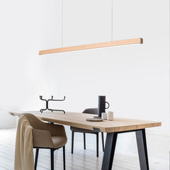 HEIKESZ Log Chandelier Long Japanese Bar Tea Room Solid Wood Warm Lighting for Living Bedroom Office Ceiling Lamp