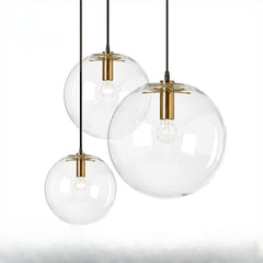 HEIKESZ Modern Nordic Glass Ball Chandelier Single Head Warm Lighting for Living Room Bedroom Bar Restaurant Ceiling Lamp