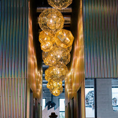 HEIKESZ Post-Modern Nordic Art Geometric Stainless Steel Round Diamond Ball Pendant Lamp Creative Chandelier for Living Room Bedroom Bar Restaurant Lighting