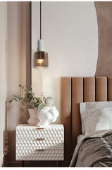 HEIKESZ Nordic Ins Glass Hanging Lamp Modern Simple Light Luxury Bedroom Bedside Dining Room Living Room Decor