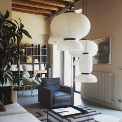 HEIKESZ Japanese-Style Xuan Paper Chandelier Nordic Simple Modern Living Room Study Chinese Style Lamp