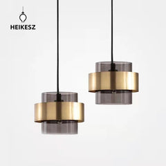 HEIKESZ Luxury Glass Bedside LED Chandelier Nordic Creative Small Droplight for Bedroom Living Room Coffee Shop Lighting