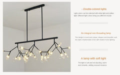 HEIKESZ New Nordic Chandelier Post-Modern Creative Firefly LED Dining Room Ceiling Light Affordable Luxury Lighting for Living Room Bedroom