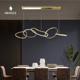 HEIKESZ Post-Modern Stainless Steel Chandelier Nordic Style Creative Ring Bar Lamp Warm Light for Living Room Bedroom Restaurant Ceiling Lighting