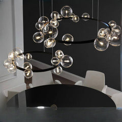 HEIKESZ New Nordic Style Magic Bean Molecule Chandelier Glass Ball Bubble Lamp for Living Room Bedroom Restaurant Simple Design