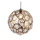 HEIKESZ Post-Modern Nordic Art Geometric Stainless Steel Round Diamond Ball Pendant Lamp Creative Chandelier for Living Room Bedroom Bar Restaurant Lighting