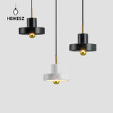 HEIKESZ Modern Single Three Head Small Droplight Nordic Brass Marble Planet Chandelier for Bedroom Living Room Decor