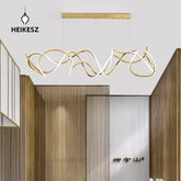 HEIKESZ Modern Stainless Steel Wave Chandelier Luxury Hotel Villa Decorative Lighting Special-Shaped Design