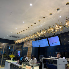 HEIKESZ Nordic Sequin Chandelier Creative Artistic Lamp for Dining Room Hotel Bar Stainless Steel Decorative Light