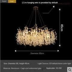 HEIKESZ Nordic Modern Glass Chandelier Luxury Villa Dining Room Bedroom Lamp French Crystal Rod-Type Lighting