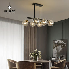 HEIKESZ Modern Long Dining Table Lamp Magic Bean Glass Chandelier Light Luxury Personality Living Room Study Bedroom Lighting