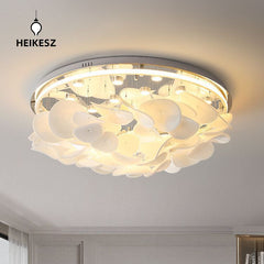 HEIKESZ Nordic Ceiling Lamp Modern Cream French Living Room Bedroom Light Creative Lotus Leaf Designer Dining Room Lamp