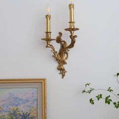 HEIKESZ Luxury European Retro French Brass Candle Wall Light for Villa Living Room Dining Bedroom Corridor