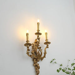 HEIKESZ Luxury European Retro French Brass Candle Wall Light for Villa Living Room Dining Bedroom Corridor