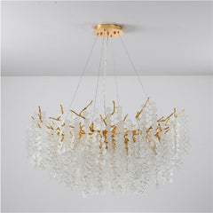 HEIKESZ Modern Crystal Chandelier Luxury Round Glass Light for Living Room Bedroom Villa Restaurant Nordic French Simplicity