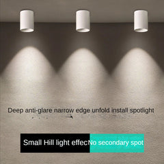 HEIKESZ LED Round Surface Mounted Spotlight Deep Anti Glare Wash Wall Light Long Tube Headless Lamp for Bedroom Living Room