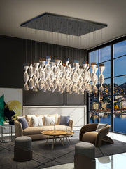 HEIKESZ Modern Minimalist LED Chandelier for Living Room Dining Kitchen Bedroom Luxury Nordic Design Long Pendant Light