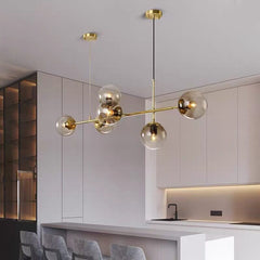 HEIKESZ Modern Minimalist Iron 6-Head Ceiling Lamp for Restaurant Bar Living Room LED Lighting Hanging Chandelier