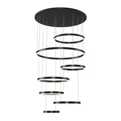 HEIKESZ Modern Black Art Ring Chandelier Luxury Living Room Light for Duplex Loft Villa