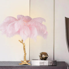 HEIKESZ Resin Feather Floor Lamp for Living Room Bedroom Nordic Style Atmosphere Light Luxury Copper Base Ins Trendy Lighting