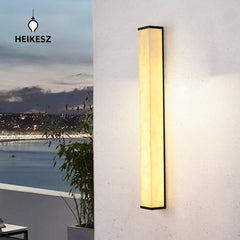 HEIKESZ Chinese Style Scagliola Wall Lamp Outdoor Lighting for Villa Stair Exterior Background Wall Balcony Terrace Study Simple Ceiling Fixtures