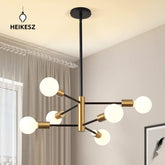 Heikesz Satellite Chandelier Retro Industrial Style LED Ceiling Light for Living Room Restaurant American Country Hanging Lamp