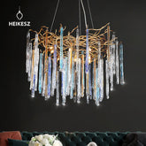 HEIKESZ Luxury Crystal Chandelier for Living Room European Retro Style Villa Duplex High-End Bedroom Lighting