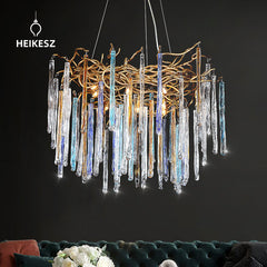 HEIKESZ Luxury Crystal Chandelier for Living Room European Retro Style Villa Duplex High-End Bedroom Lighting
