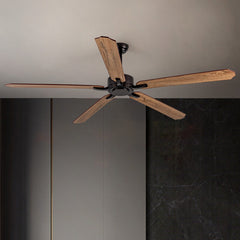 HEIKESZ Large Wind Wooden Leaf Fan Lamp Nordic Living Room Frequency Conversion Commercial Retro Restaurant Industrial Big Fan Chandelier