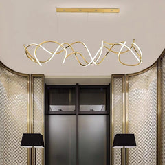 HEIKESZ Modern Stainless Steel Wave Chandelier Luxury Hotel Villa Decorative Lighting Special-Shaped Design