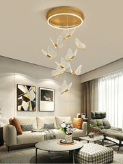 HEIKESZ Nordic Modern Minimalist LED Chandelier Acrylic Butterfly Creative Art Light for Living Room Dining Room Ceiling Pendant
