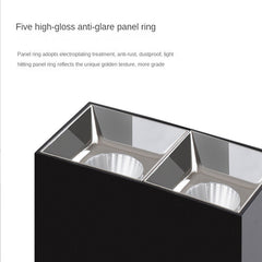 HEIKESZ Square Double-Headed Cob Downlight Anti-Glare Surface-Mounted Spotlight for Living Room Home Bean Lamp Ceiling Lighting