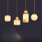 HEIKESZ Luxury Copper Marble Chandelier Modern Bedroom Bedside Lamp Simple Small Droplight for Dining Room Stairs