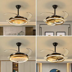 HEIKESZ New Chinese Style 42 48-inch Invisible Ceiling Fan with LED Light Simple Electric Fan Lamp for Home Master Bedroom Livingroom Restaurant