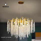 HEIKESZ Italian Crystal Chandelier Luxury High-End Designer Villa Living Room Bedroom Dining Rod-Type Light