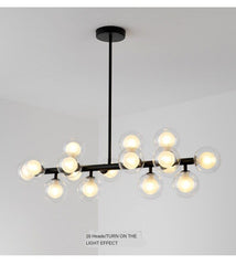 HEIKESZ Nordic Glass Chandelier Modern LED Ceiling Light Black Ball Lamp for Living Room Bedroom Restaurant Lighting