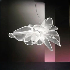 HEIKESZ Modern Transparent Flower Chandelier Italian Designer LED Ceiling Light for Living Room Bedroom Restaurant Nordic Creative Hanging Lamp