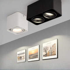 HEIKESZ Square LED Spotlight Open-Mounted Cob Anti-Glare Downlight Household Punch Free Ceiling Lamp