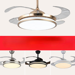 HEIKESZ Ultra-Thin Ceiling Fan Light Invisible Integrated Modern Minimalist Chandelier for Living Room Bedroom Dining Room