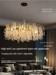 HEIKESZ Modern Crystal Chandelier Luxury Round Glass Light for Living Room Bedroom Villa Restaurant Nordic French Simplicity