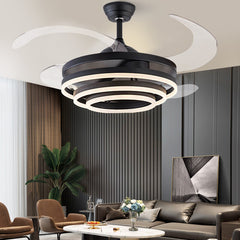 HEIKESZ Modern Nordic Ceiling Fan With LED Light 42 48 Inch Invisible Fan Remote Control For Livingroom Bedroom Restaurant Decor