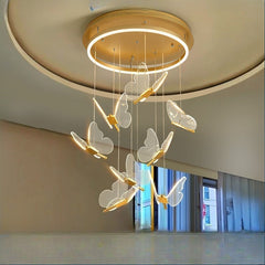HEIKESZ Nordic Modern Minimalist LED Chandelier Acrylic Butterfly Creative Art Light for Living Room Dining Room Ceiling Pendant