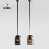HEIKESZ Nordic Minimalist Pendant Lamp Single Head Glass Chandelier Creative Bedroom Ceiling Light Fixtures for Dining Room Bar Bedside Decor