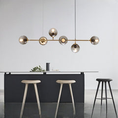 HEIKESZ Modern Minimalist Iron 6-Head Ceiling Lamp for Restaurant Bar Living Room LED Lighting Hanging Chandelier