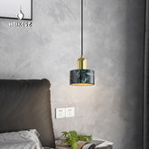 HEIKESZ Nordic Single Head Small Droplight Marble Bedside Lamp Luxury and Simplicity Post Modern Dining Room Lighting for Living Room Chandeliers