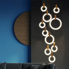 HEIKESZ Nordic Modern Minimalist Rotating Duplex Chandelier LED Ceiling Light for Living Dining Room Bedroom Villa Pendant