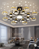 HEIKESZ Modern Starry Sky Projection Ceiling Lamp for Living Room Bedroom Coffee Shop Nordic Style Star Light
