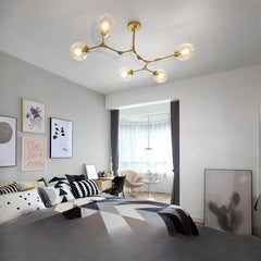 HEIKESZ Post-Modern Chandelier Nordic Golden Molecular Living Room Lighting Creative Glass Lamp for Bedroom Restaurant Ceiling LED Lights