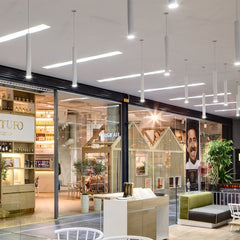 HEIKESZ Long Round Straight Column Suspension Wire Spotlight Minimalist Nordic Designer Chandelier for Dining Room Bar Bedroom